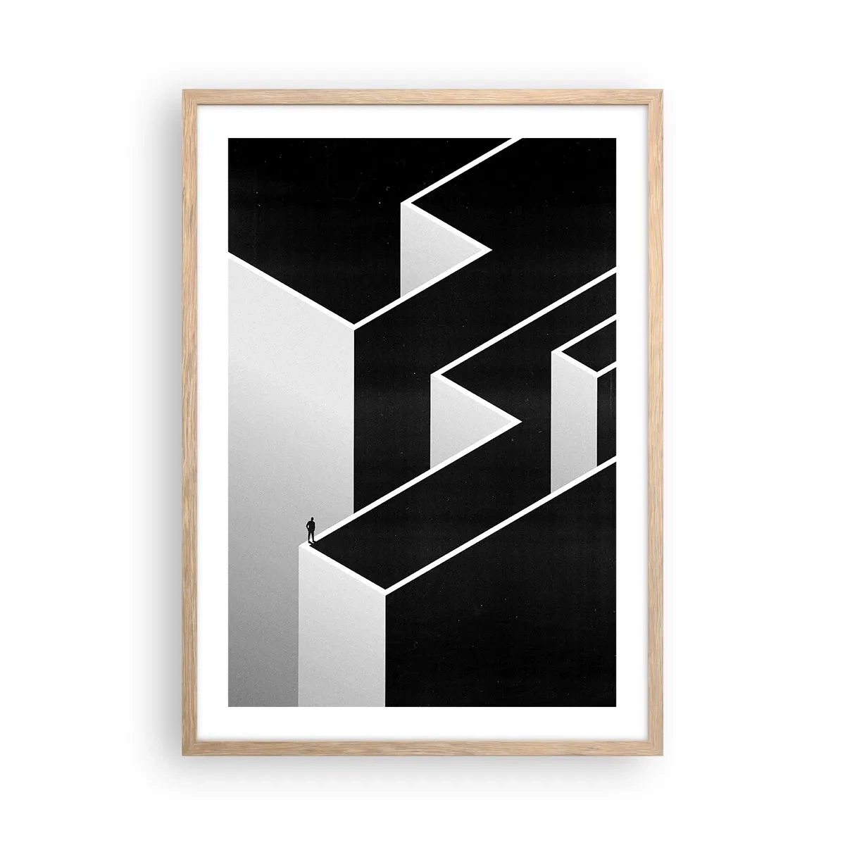 Poszter világos tölgy keretben - Magány a csúcson - 50x70 cm