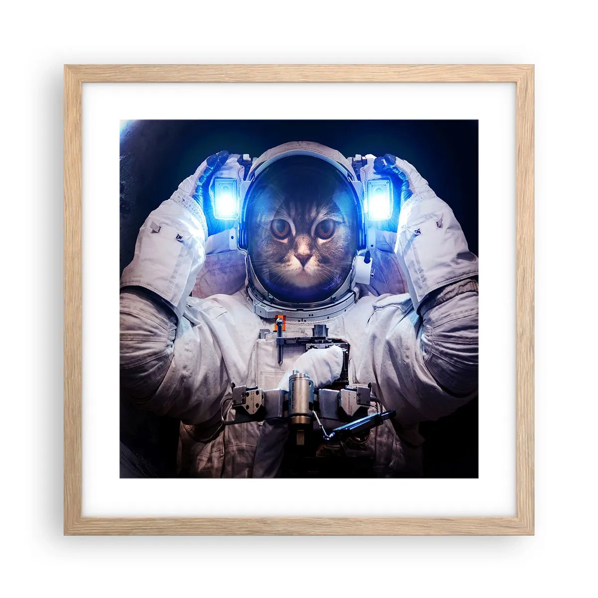 Poszter világos tölgy keretben - Houston, baj van - 40x40 cm