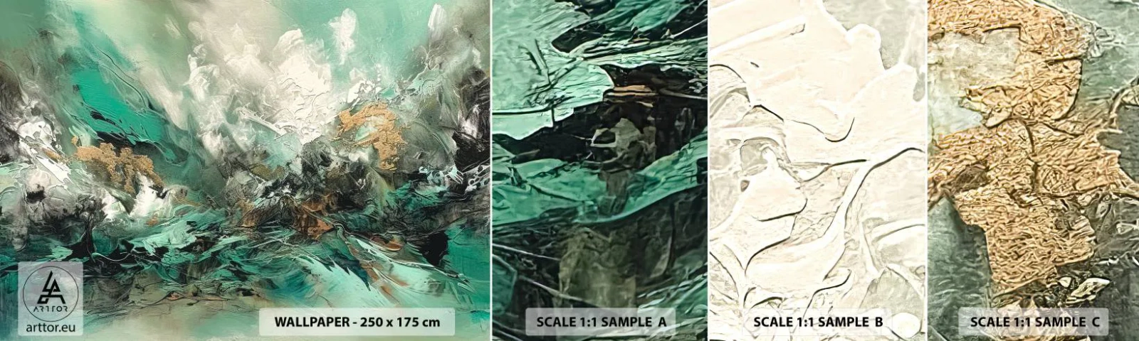 Fotótapéta Minta Öntapadós Deluxe Sticker - Smaragd-fekete kelés - Absztrakció, Darab, Festék - 100x30 cm