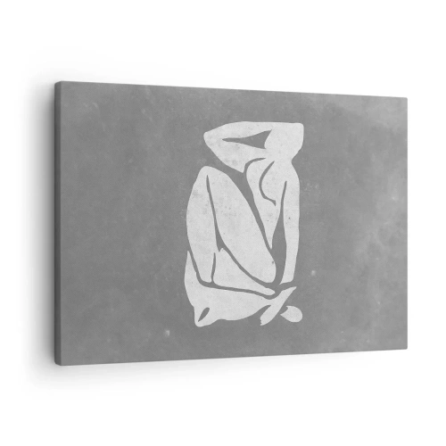 Vászonkép - Minimalista sziluettrajz szürke háttéren - 70x50cm - Álmélkodásban - Modern fali dekoráció nappalihoz és hálószobához ARTTOR