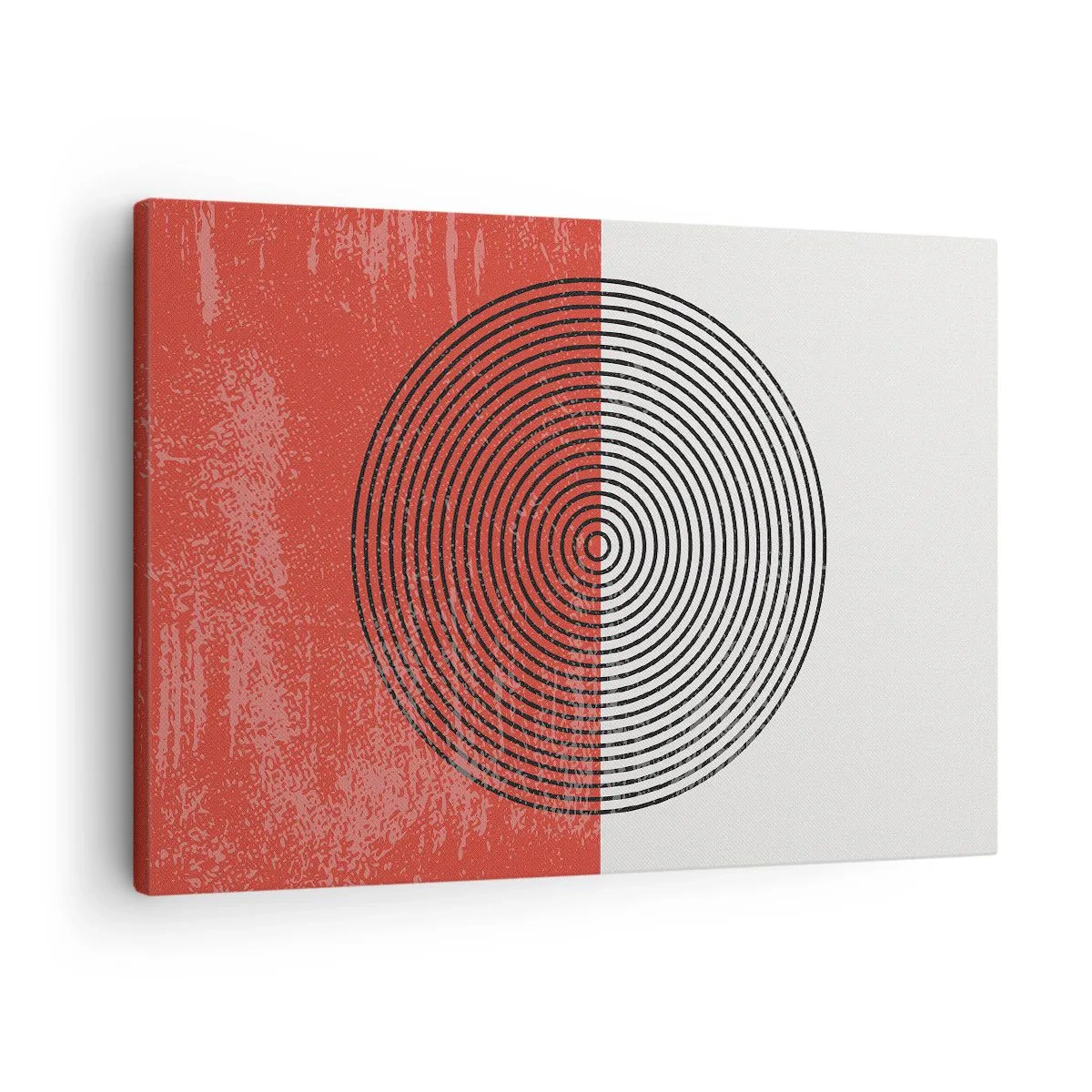 Vászonkép - Geometrikus minta koncentrikus körökkel piros és fehér alapon - 70x50cm - Pont a célba - Modern fali dekoráció nappalihoz és hálószobához ARTTOR