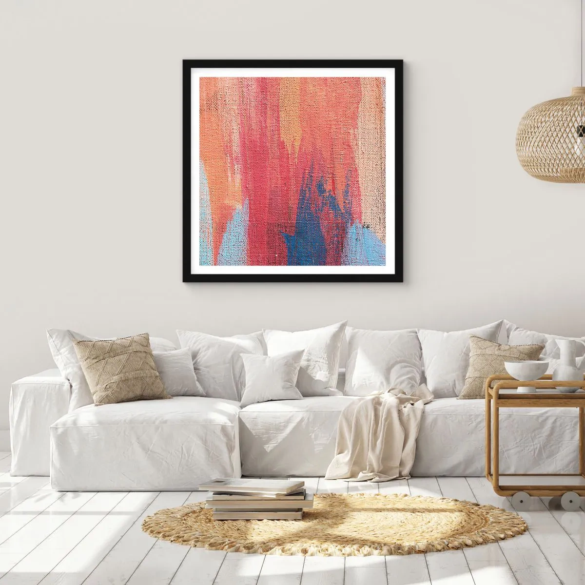 Poszter fehér keretben - Szivárványon kiúszva - 60x60 cm