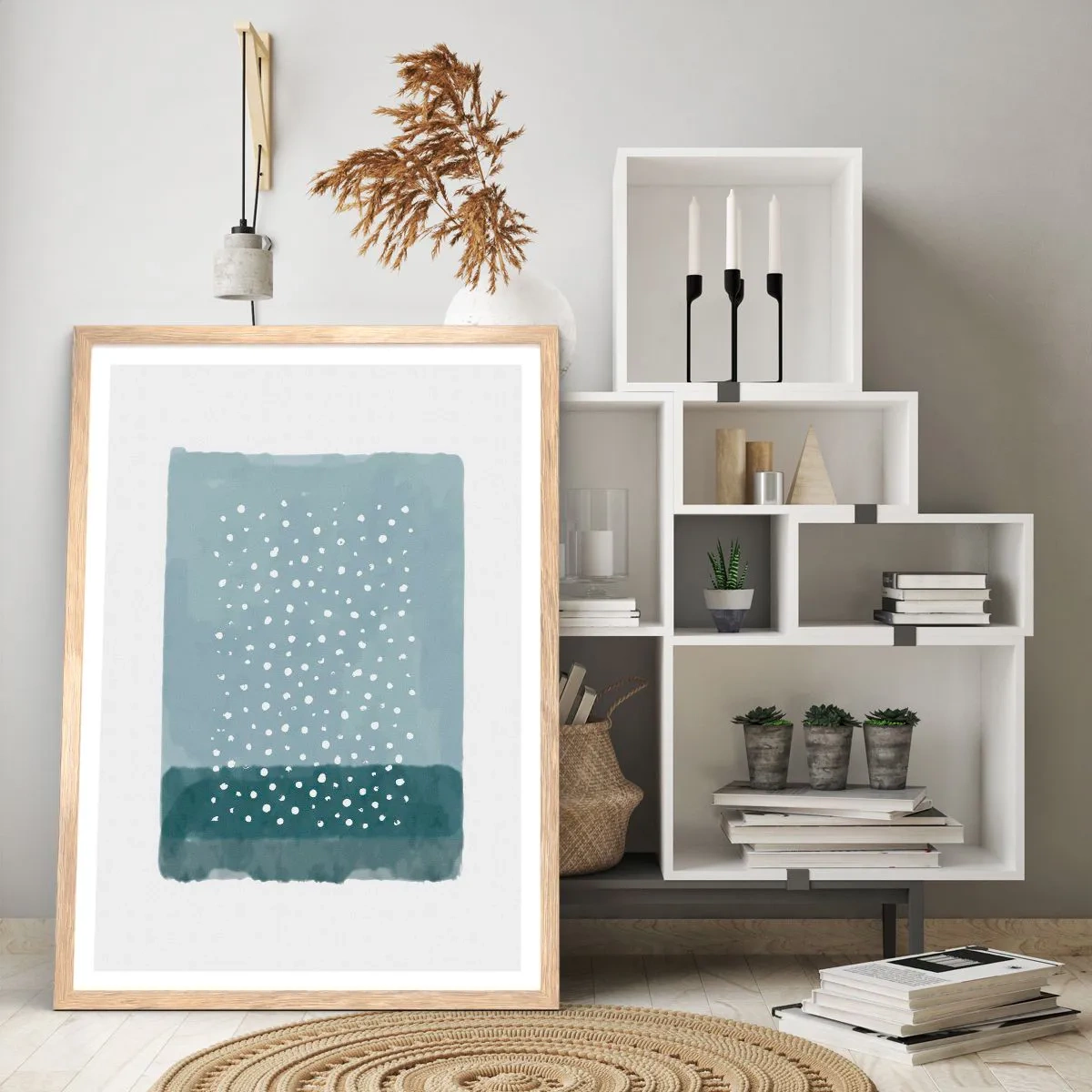 Poszter világos tölgy keretben - Kéken nőtt - 30x40 cm