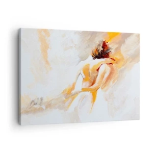 Vászonkép - Egy romantikus ölelés absztrakt jelenete - 70x50cm - A közelség egében - Modern fali dekoráció nappalihoz és hálószobához ARTTOR