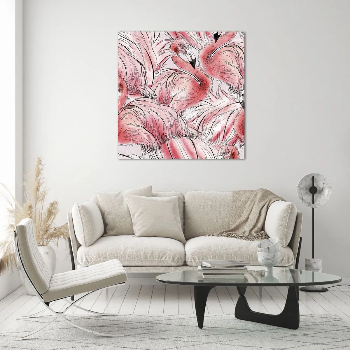 Üveg kép - Madári corps de ballet - 60x60 cm