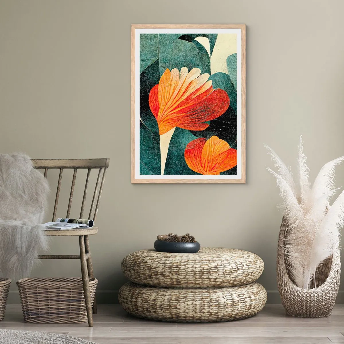 Poszter világos tölgy keretben - A trópusok forrósága és a zöldellő hűvösség - 70x100 cm