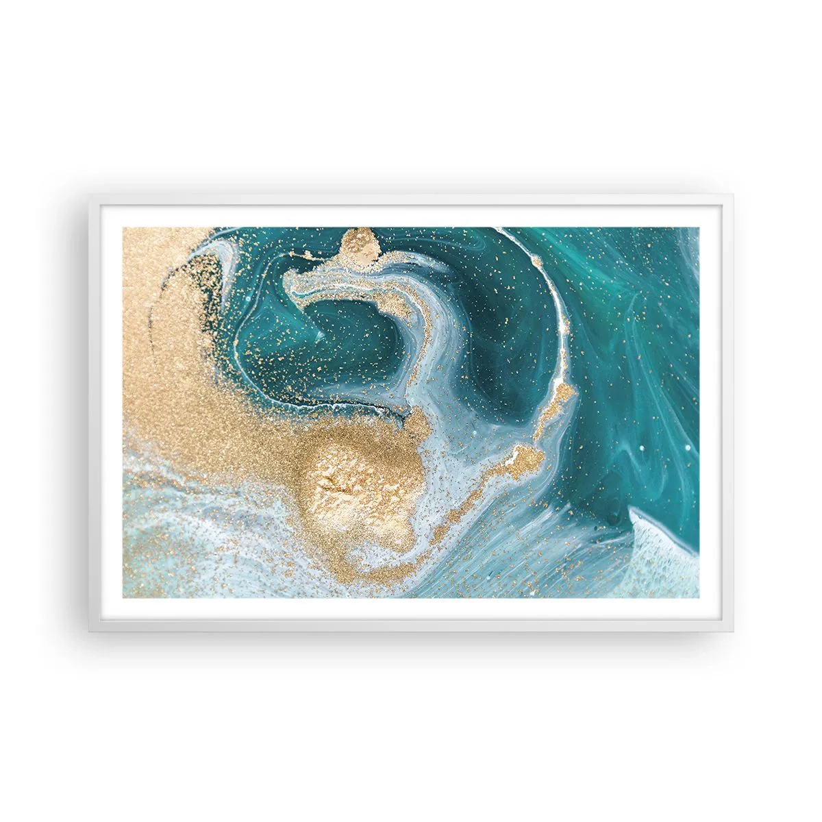 Poszter fekete keretben - Arany és türkiz örvénye - 91x61 cm