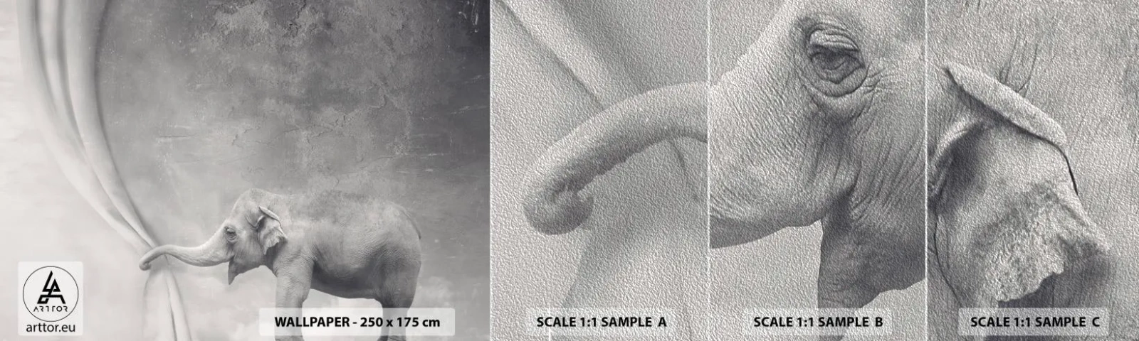 Fotótapéta Minta Premium Sand - Feltárni a titkot - Absztrakció, Elefánt, Grafika - 100x30 cm