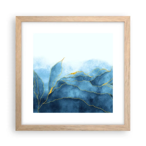 Poszter világos tölgy keretben - Kék aranyban - 30x30 cm
