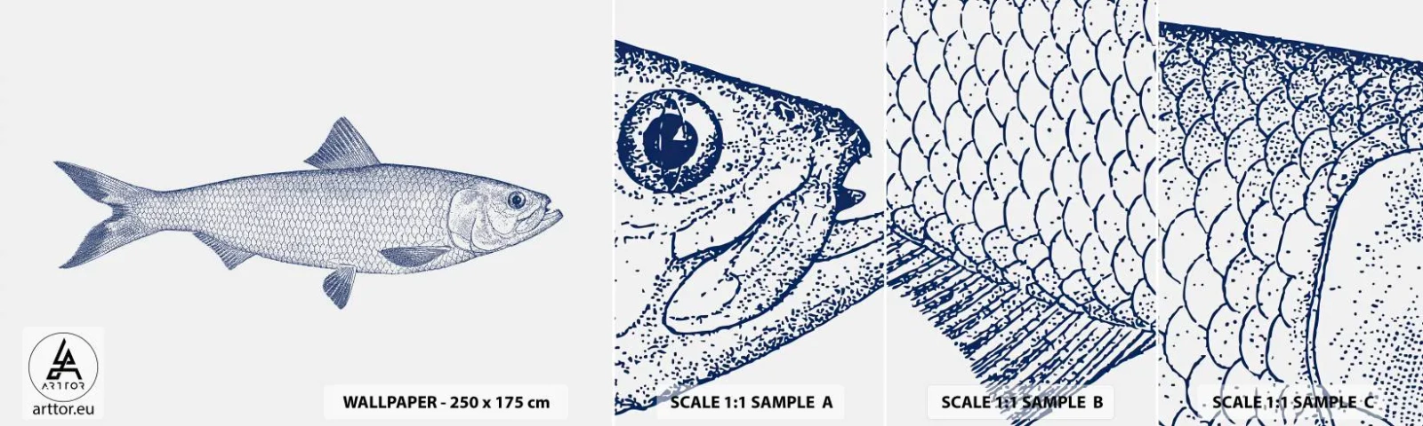 Fotótapéta Minta Standard Eco - Üdvözlet az északi tengerektől - Hal, Tengeri Állat, Tengerparti stílus - 100x30 cm