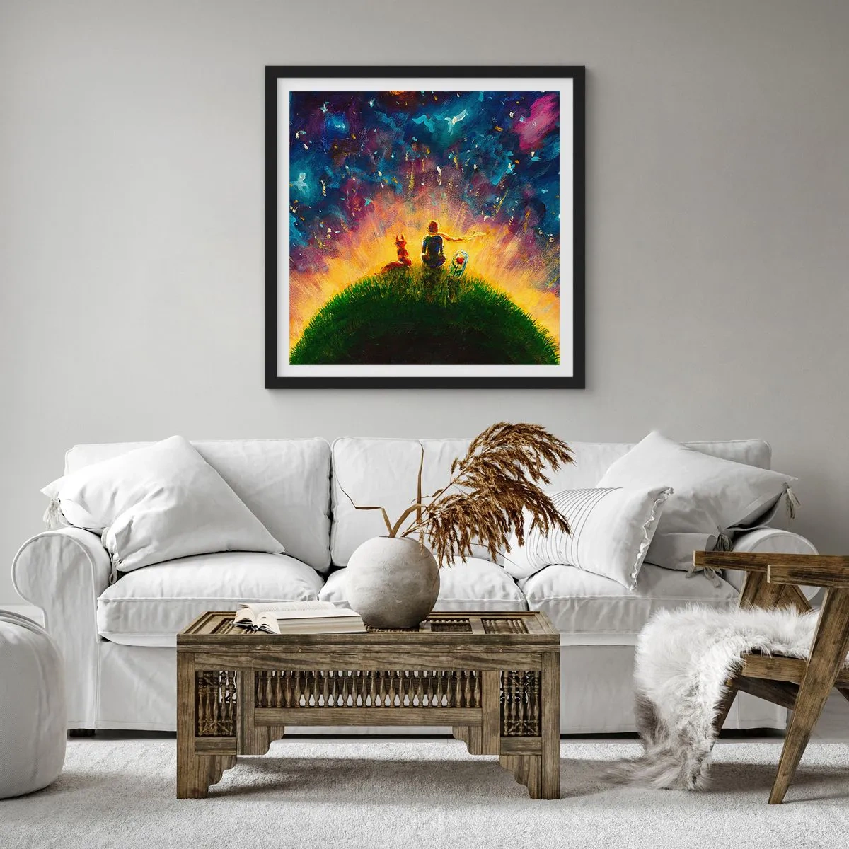 Poszter fehér keretben - Szerelem és barátság – az egész világ - 40x40 cm