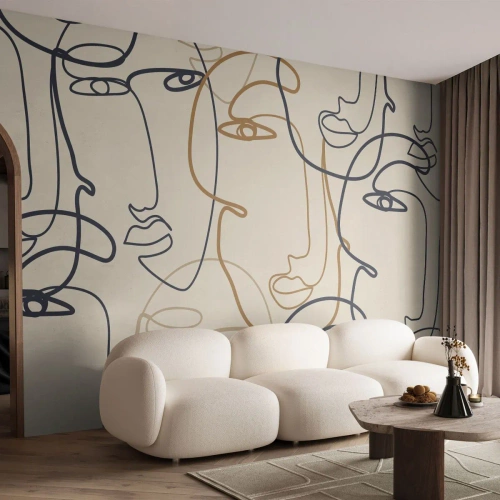 Fotótapéta Premium Sand - Többszörös portré - Absztrakció, Arc, Grafika - 100x70 cm