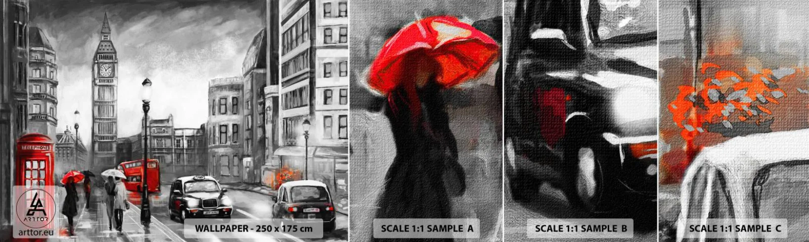 Fotótapéta Minta Öntapadós Deluxe Sticker - Egyáltalán nem szürke város - London, Város, Építészet - 100x30 cm