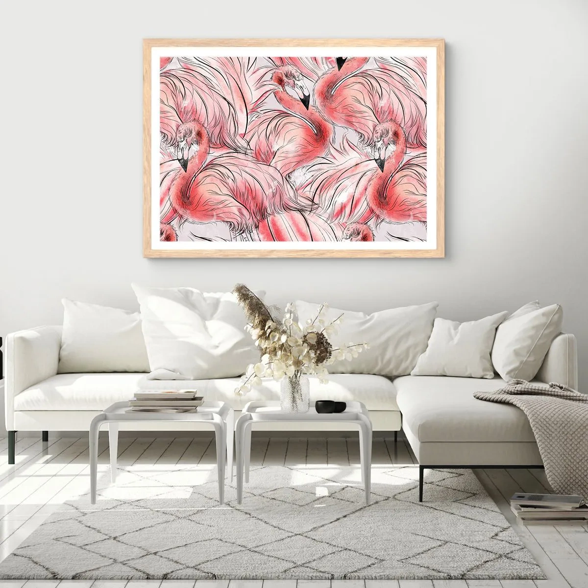 Poszter világos tölgy keretben - Madári corps de ballet - 50x40 cm