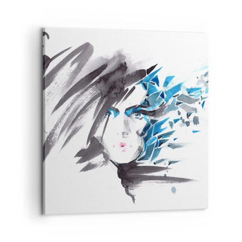 Vászonkép - Érzéki portré szürkében és kékben - 60x60 cm