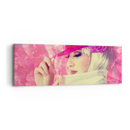 Vászonkép - Retro portré rózsaszín ködben - 90x30 cm