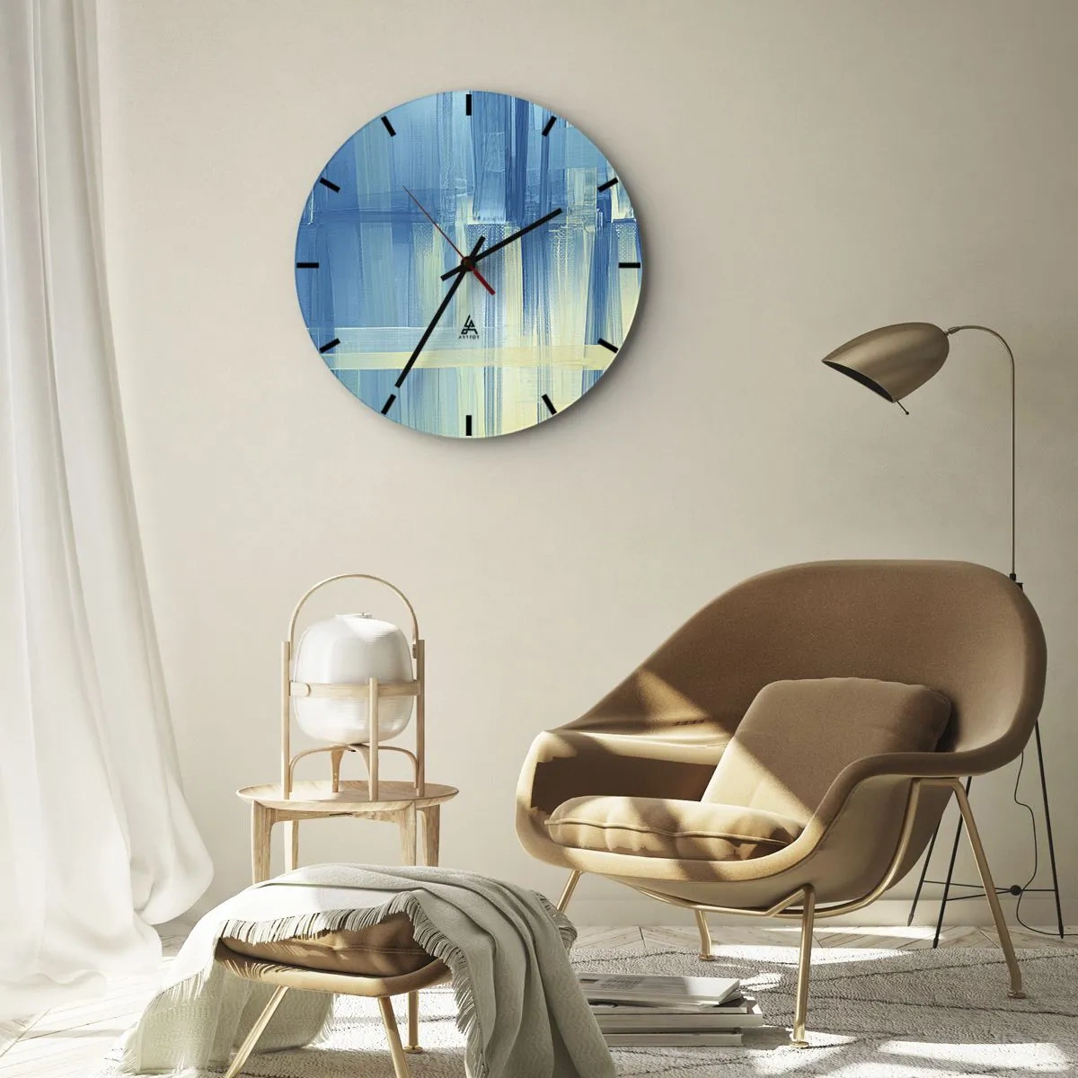 Falióra, Óra - Kompozíció türkizkékben - 40x40 cm