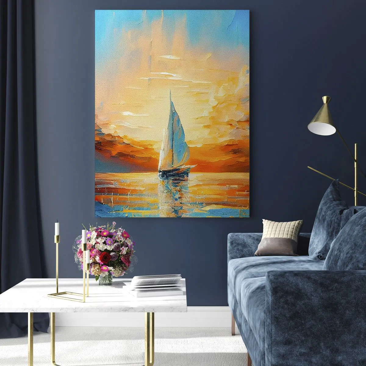Üveg kép - Aranyban vitorlázva - 50x70 cm