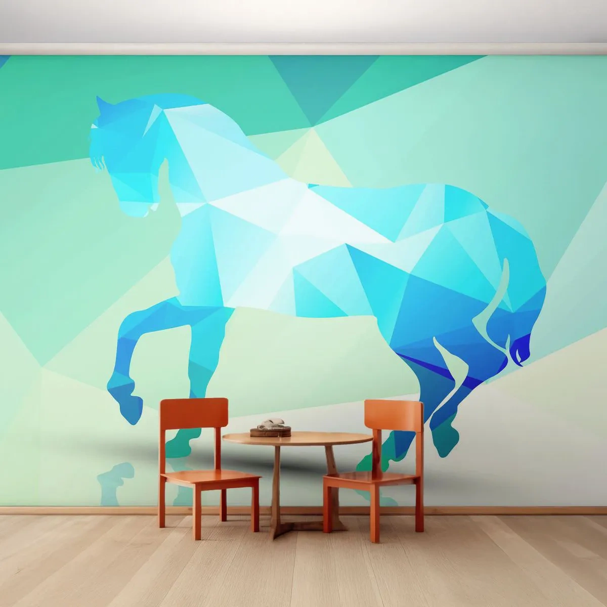 Fotótapéta Standard Eco - Geometrikus ló türkizben - Állatok, Ló, Geometriai ábra - 200x140 cm