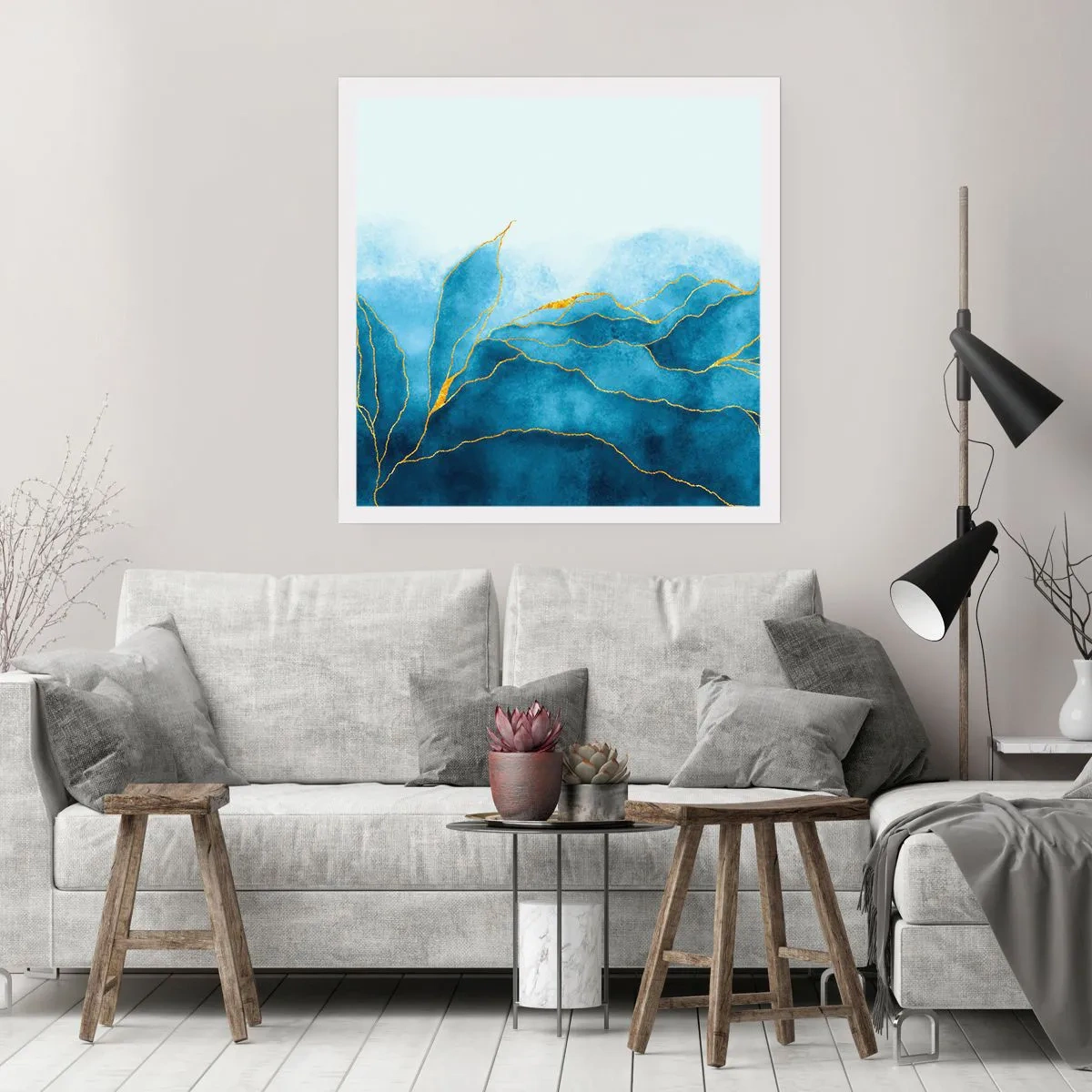 Poszter - Kék aranyban - 60x60 cm