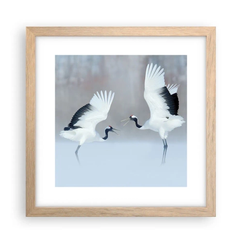 Poszter világos tölgy keretben - Tánc a ködben - 30x30 cm