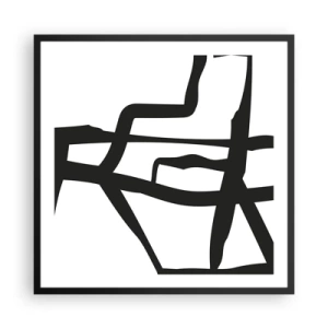 Poszter fehér keretben - Fekete-fehér konstrukció - 60x60 cm
