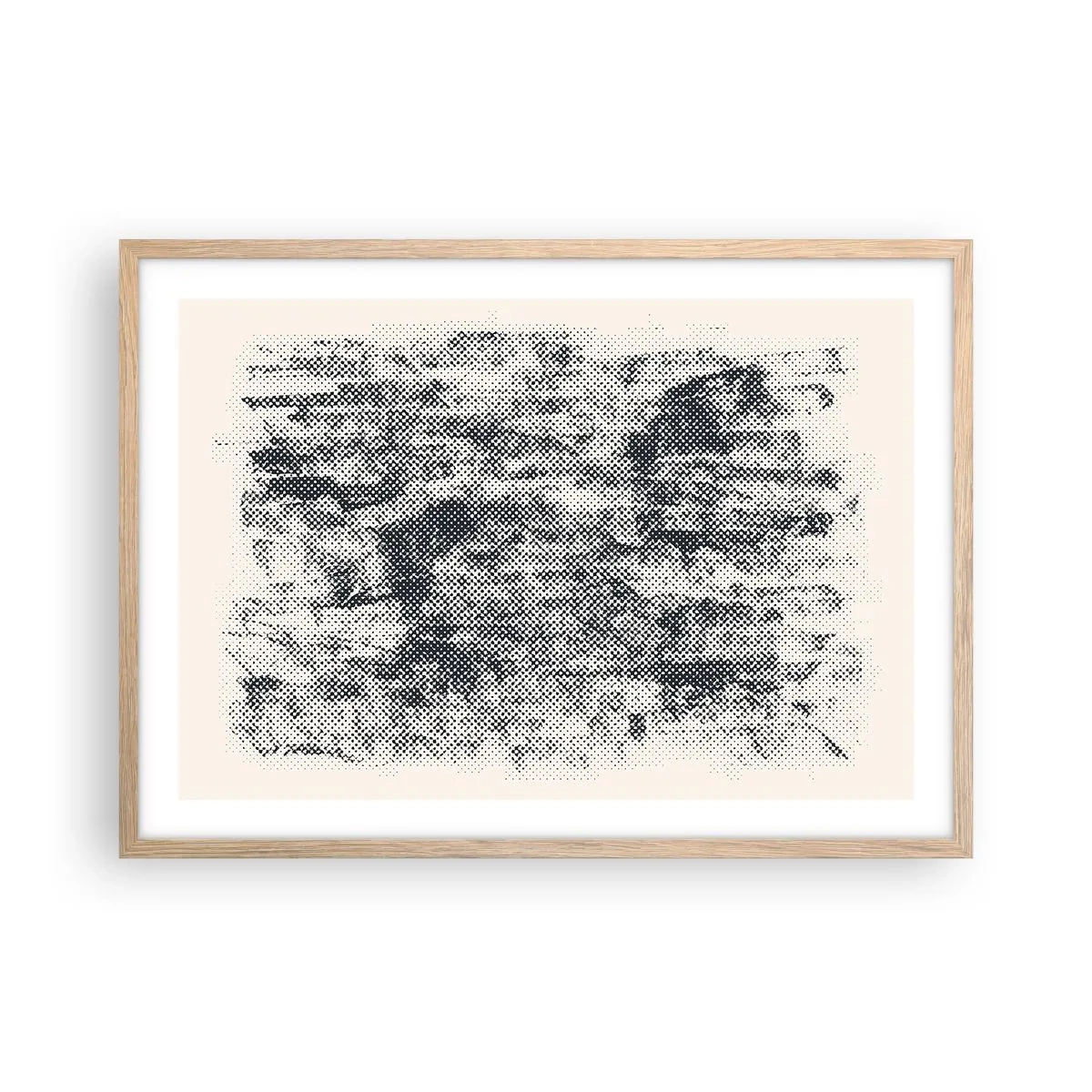 Poszter világos tölgy keretben - Ködös kompozíció - 70x50 cm