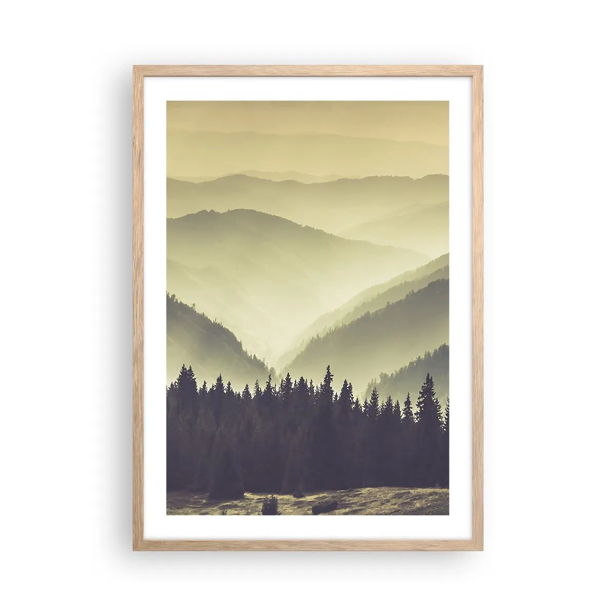Poszter világos tölgy keretben - Hegyeken túl… - 50x70 cm