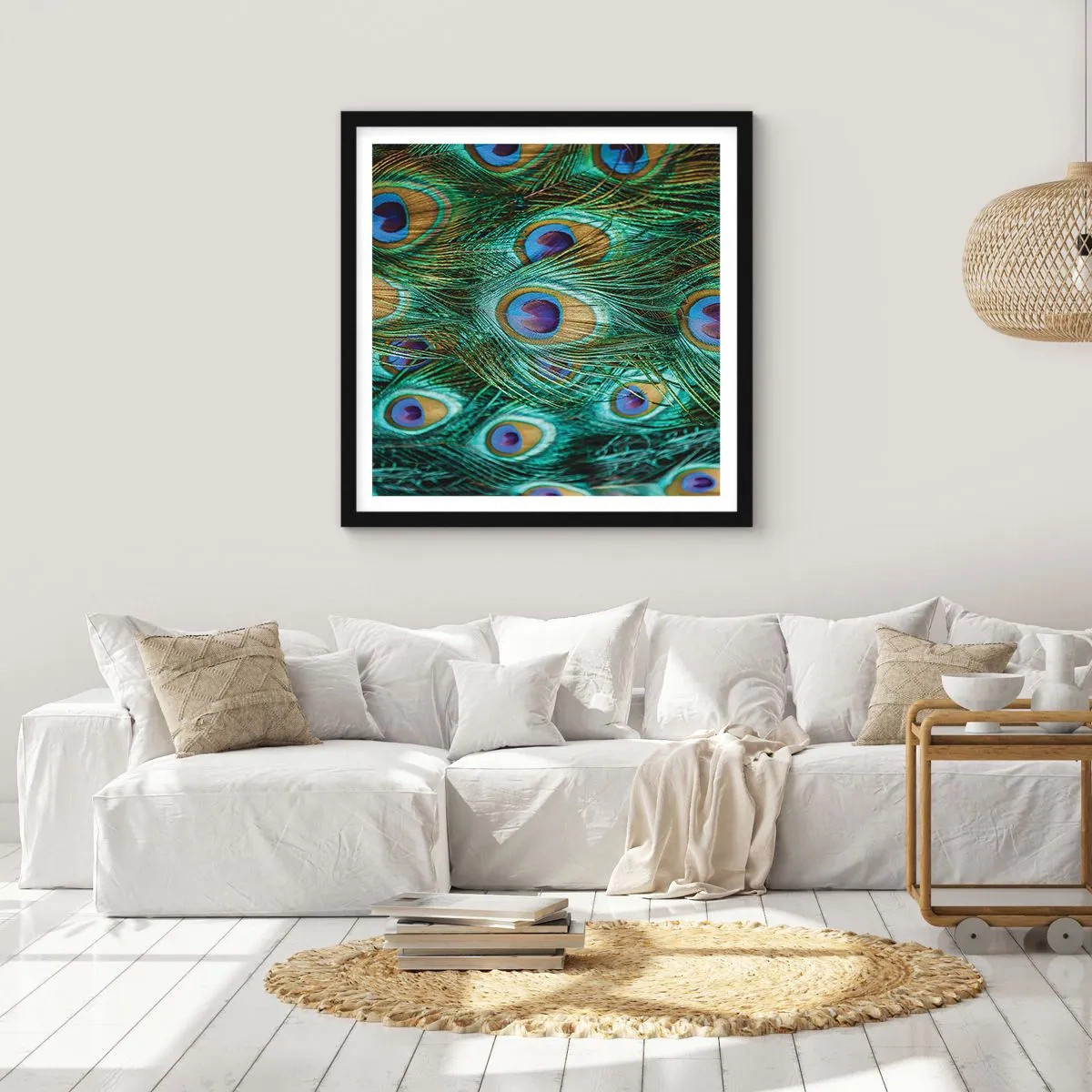 Poszter fehér keretben - Pávaszemű pillantás - 40x40 cm
