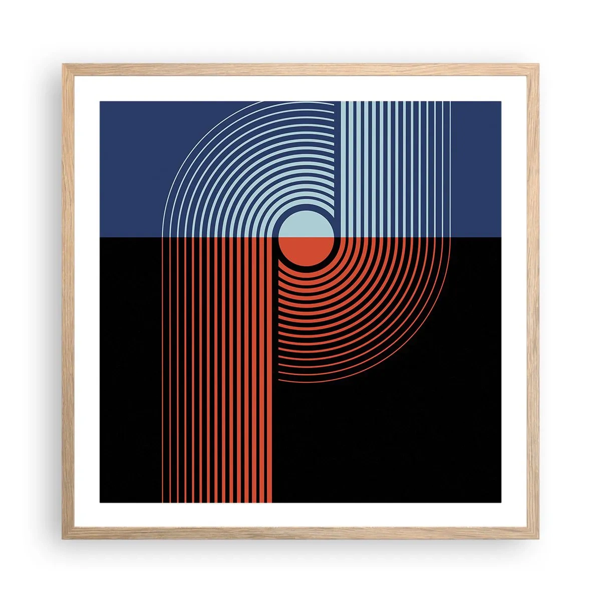 Poszter világos tölgy keretben - Geometrikus ölelésben - 60x60 cm