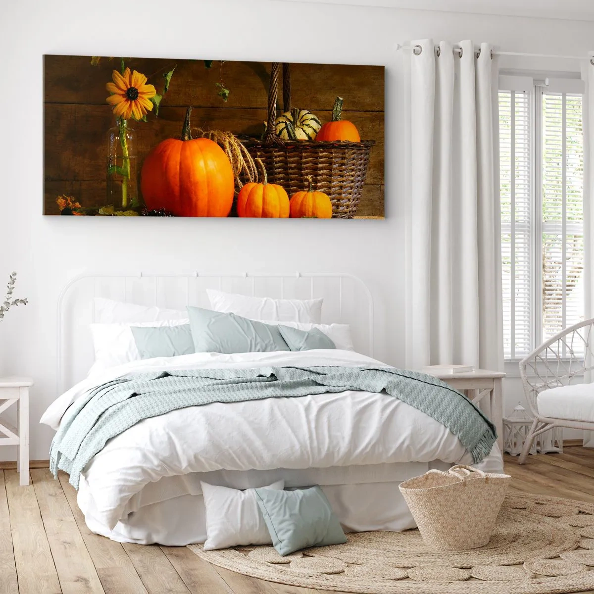 Vászonkép - Rusztikus kompozíció - őszi ajándékok - 100x40 cm