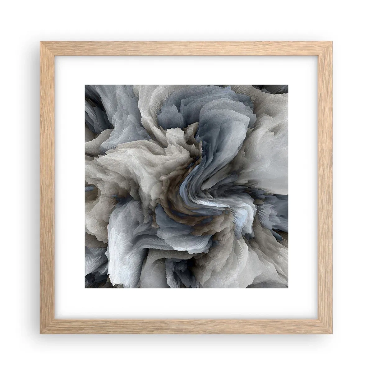 Poszter világos tölgy keretben - Kő és virág - 30x30 cm