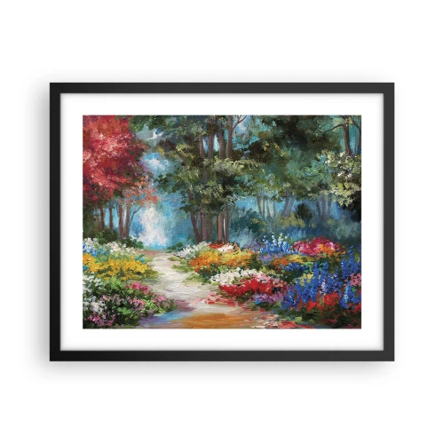 Poszter fehér keretben - Erdei kert, virágos erdő - 50x40 cm