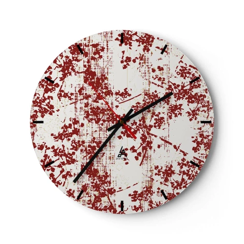 Falióra, Óra - Piros virágmintás fehér alapon vintage stílusban - 30x30cm - Mint egy régi perkál - Modern fali dekoráció nappalihoz, konyhához és hálószobához ARTTOR