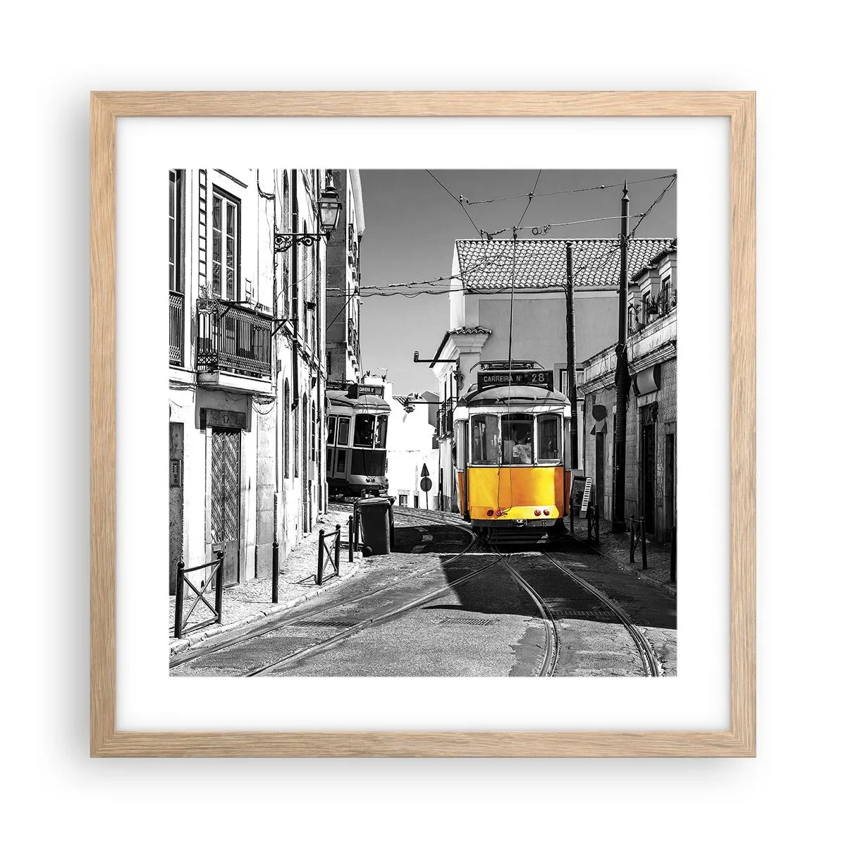 Poszter világos tölgy keretben - Lisszabon szelleme - 40x40 cm