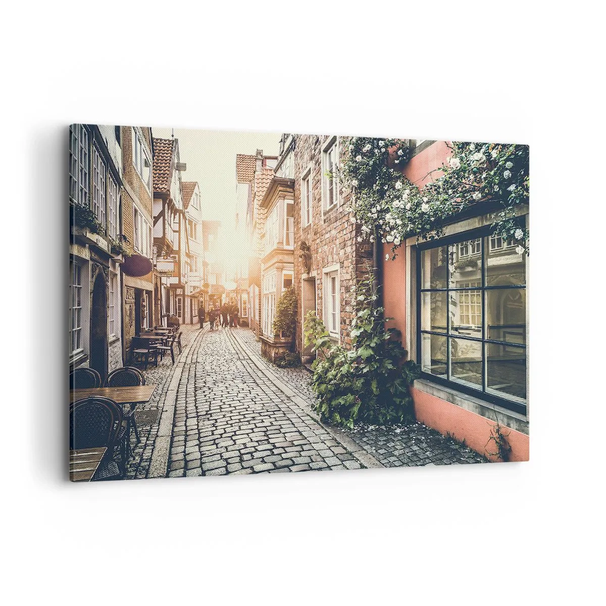 Vászonkép - Rózsa sikátor rózsaszín fényben - 120x80 cm