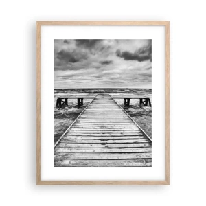 Poszter világos tölgy keretben - Várom, hogy elűzze a szél... - 40x50 cm