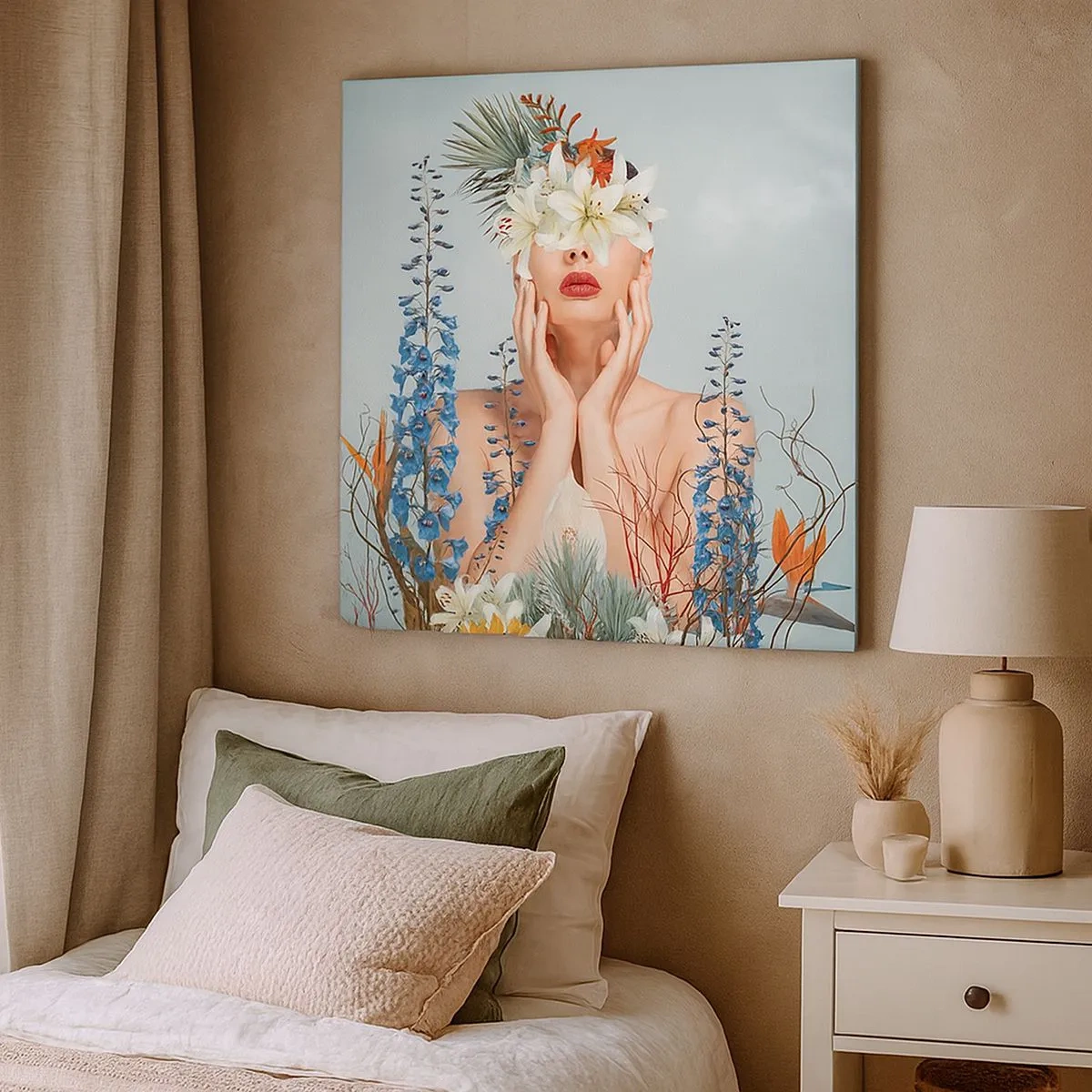 Vászonkép - Virág-nő - 30x30 cm