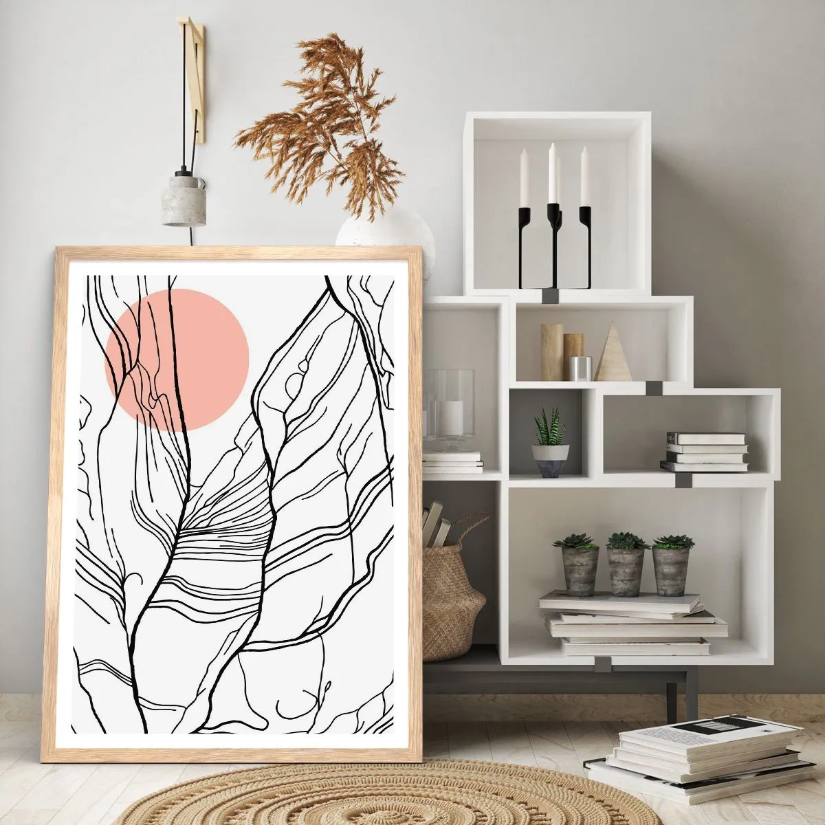 Poszter világos tölgy keretben - Gallyak hálójában - 40x50 cm