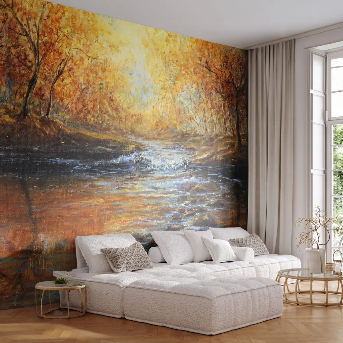 Fotótapéta Premium Sand - Az Arany Patak - Tájkép, Hegyi patak, Erdő - 100x70 cm