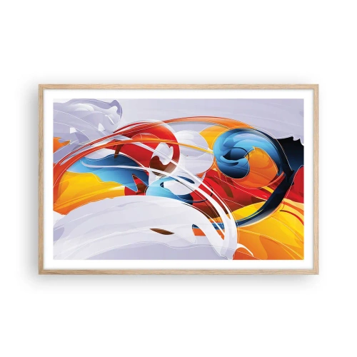 Poszter világos tölgy keretben - Az elemek tánca - 91x61 cm