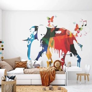 Öntapadós Fotótapéta Deluxe Sticker - Bárki tud táncolni - Absztrakció, Elefánt, Pillangó - 100x70 cm