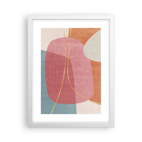 Poszter fekete keretben - Pasztell kompozíció aranyszálakkal - 30x40 cm