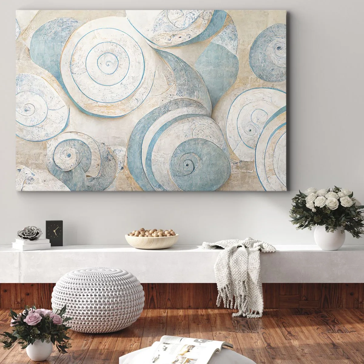 Vászonkép - Absztrakt kagylók pasztell árnyalatokban - 70x50cm - Mit rejt a kagyló? - Modern fali dekoráció nappalihoz és hálószobához ARTTOR