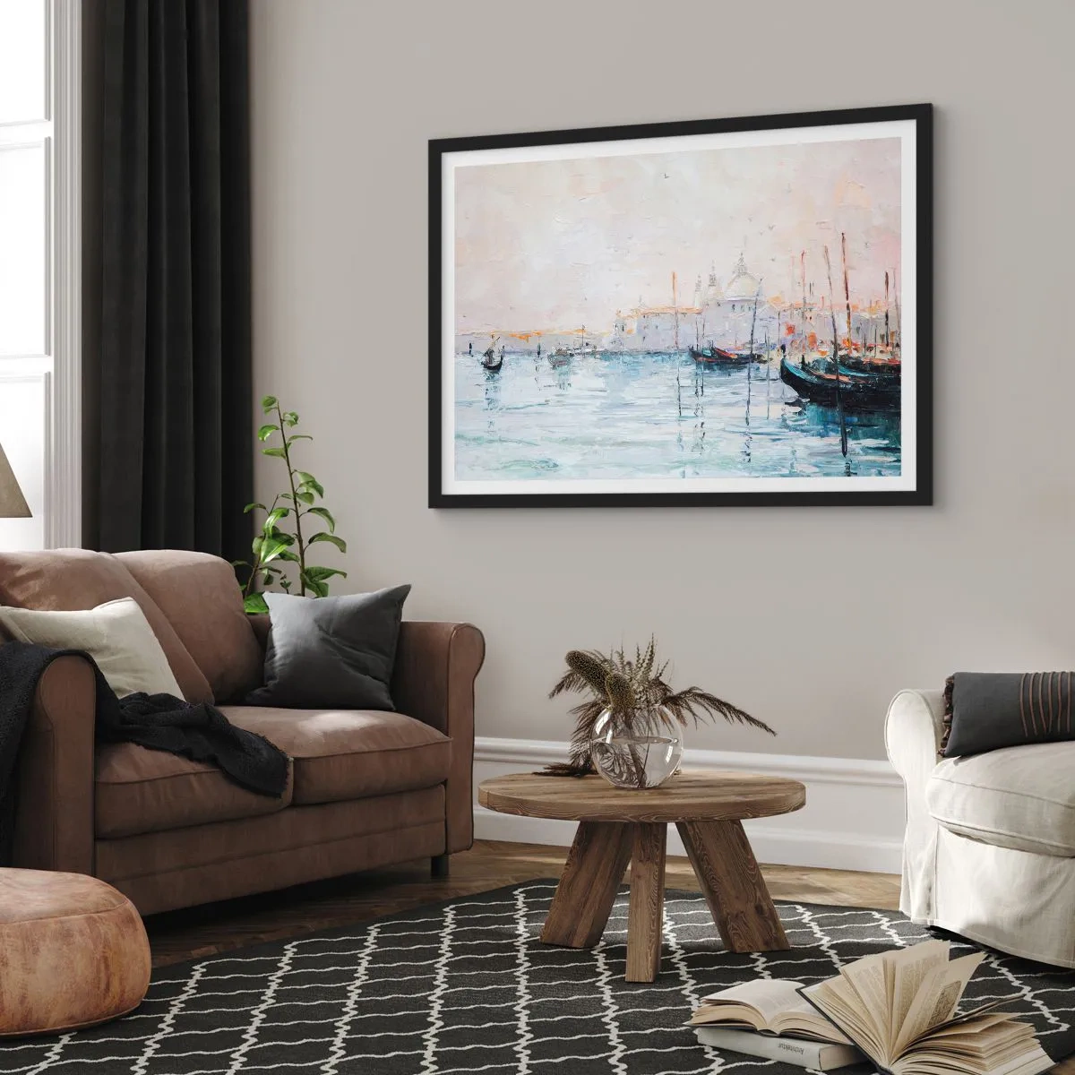 Poszter fehér keretben - A víz mögött, a köd mögött - 91x61 cm