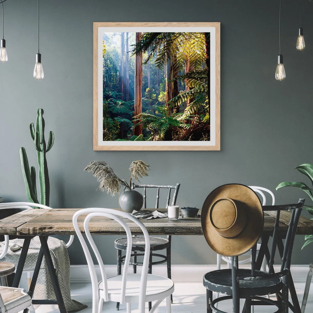 Poszter világos tölgy keretben - Erdei mese - 60x60 cm