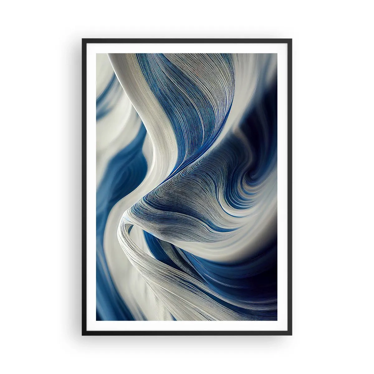 Poszter fehér keretben - Kék és fehér folyékonysága - 70x100 cm