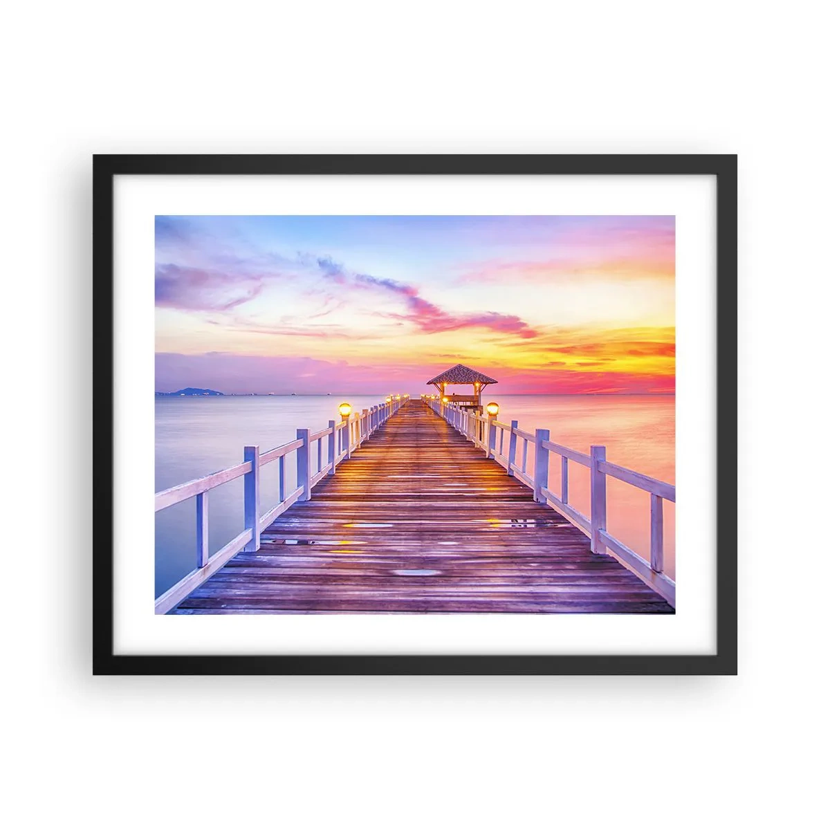 Poszter fehér keretben - Az est lilás-arany csendje - 50x40 cm