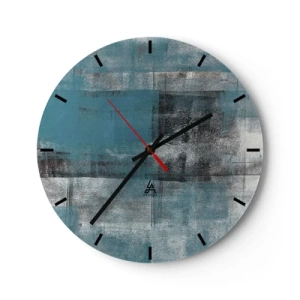 Falióra, Óra - Absztrakt minta türkiz és szürke árnyalatokban - 30x30cm - Víz és levegő - Modern fali dekoráció nappalihoz, konyhához és hálószobához ARTTOR