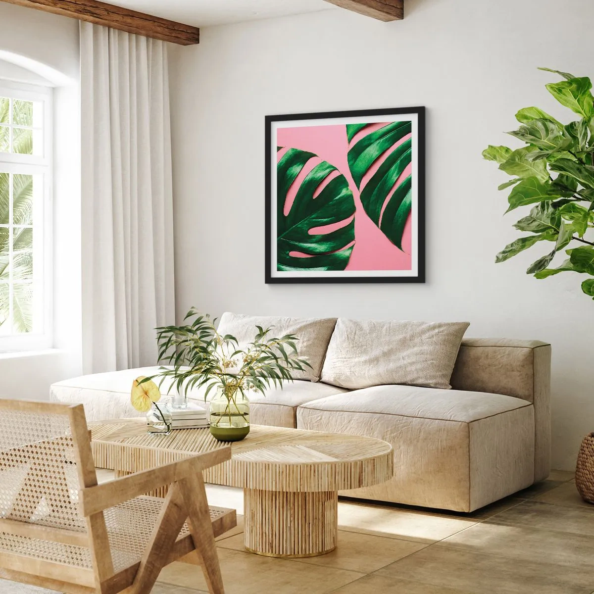 Poszter fehér keretben - Zöld rendez-vous - 40x40 cm